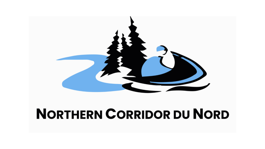 The Grant Getters Logo of 'Northern Corridor du Nord' featuring a snowmobile, trees, and a winding blue path, with text written below the graphic. Created to symbolize adventure and community, this design embodies the spirit of exploration akin to The Grant Getters' pursuit of excellence in grant writing. Grant Writing