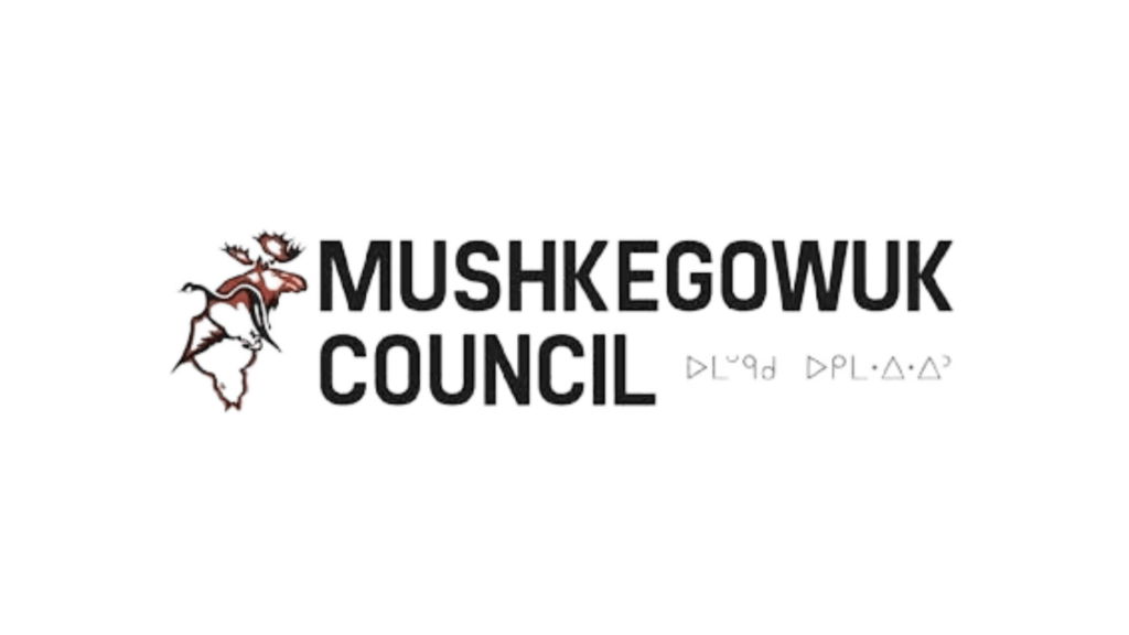 The Grant Getters Logo of Mushkegowuk Council featuring an illustrated deer head on the left and the council's name in capital letters on the right. Below the council's name in a smaller font, "The Grant Getters" underscores their expertise in grant writing. Grant Writing