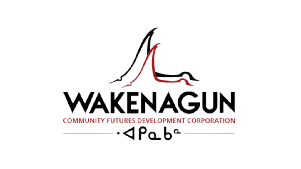 The Grant Getters Logo of Wakenagun Community Futures Development Corporation featuring stylized black and red lines with text below and symbolic designs at the bottom, reflecting their expertise in grant writing and dedication as the Grant Getters. Grant Writing