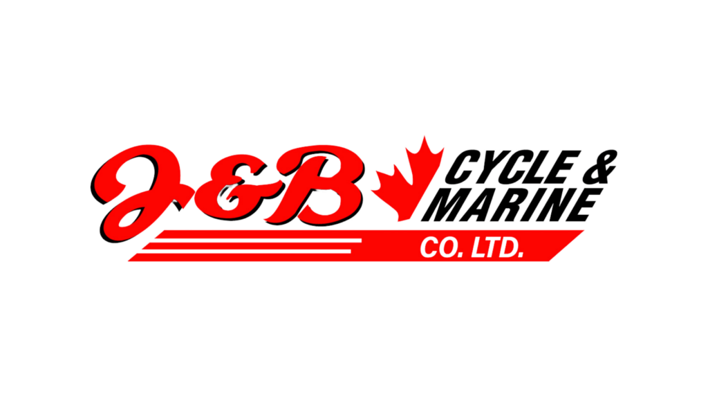 The Grant Getters Logo for J&B Cycle & Marine Co. Ltd. featuring stylized red and black text with a maple leaf design, brought to life by The Grant Getters. Grant Writing