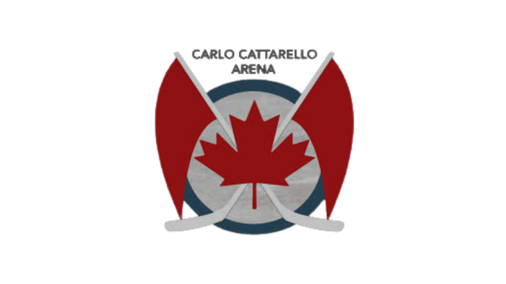 The Grant Getters Logo of Carlo Cattarello Arena featuring a red maple leaf atop a circular background, flanked by red flags and two crossed hockey sticks at the bottom, reminiscent of The Grant Getters' spirit. Grant Writing